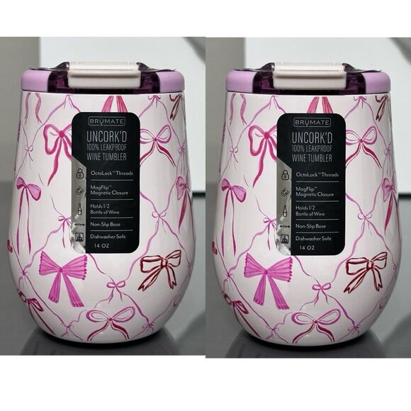 SET OF 2- BRUMATE UNCORK'D 14oz WINE TUMBLERS, BOWS - Picture 2 of 7